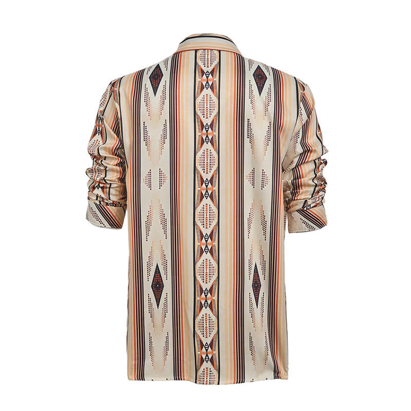 Men's Summer Western Geometric Stripe Long Sleeve Button Down Shirt - image 10