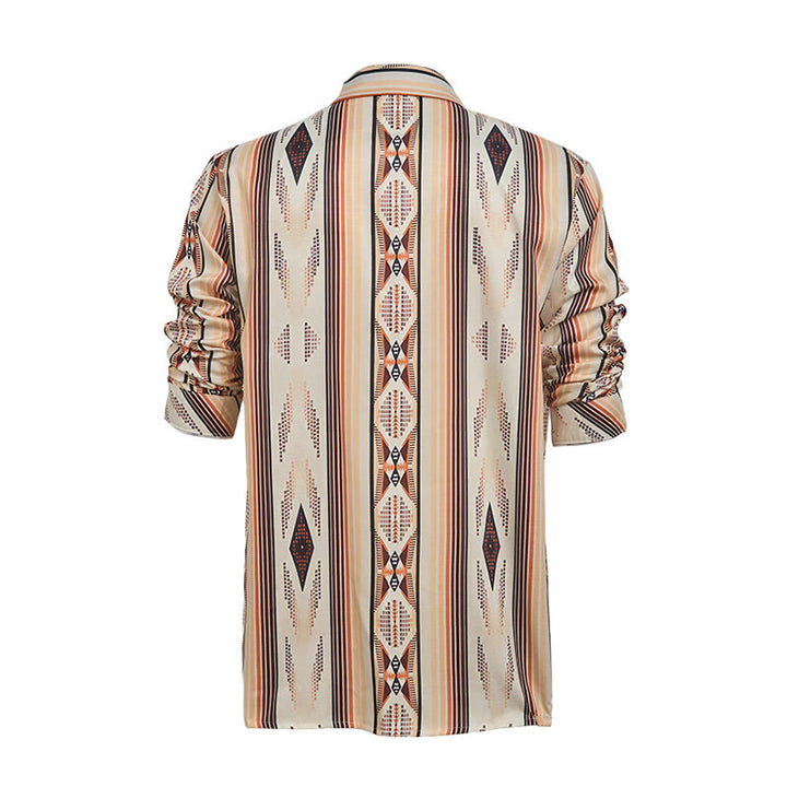 Men's Summer Western Geometric Stripe Long Sleeve Button Down Shirt - image 10