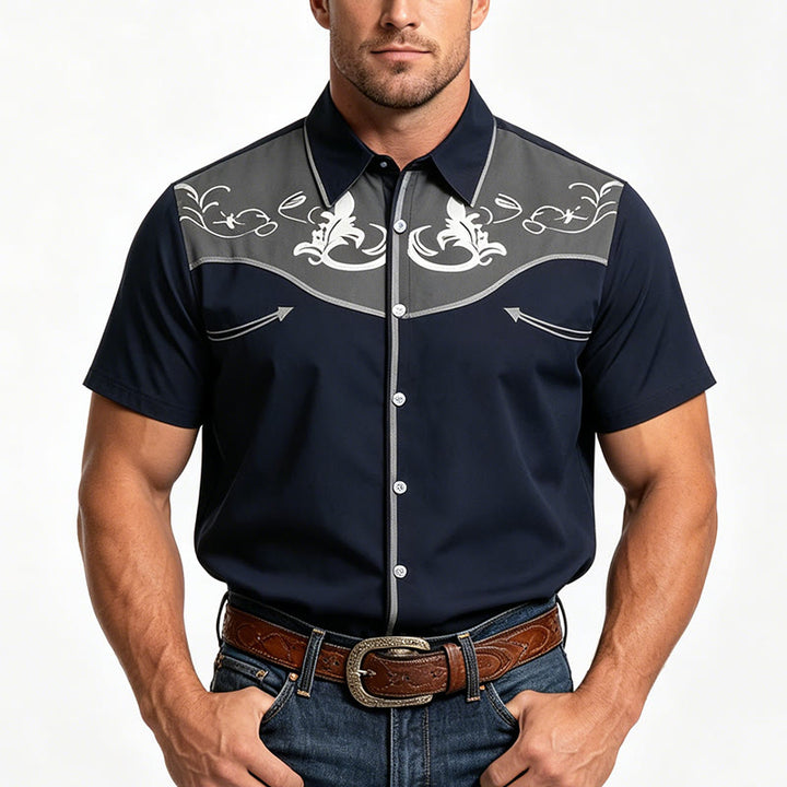 Men's Western Printed Short Sleeve Button Down Shirt - image 8
