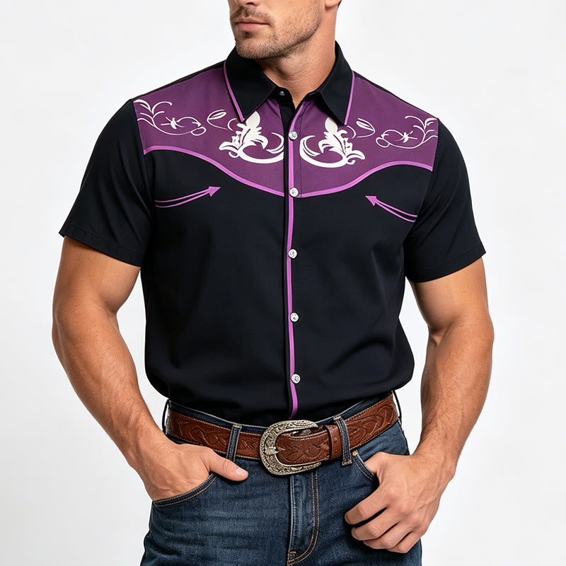 Men's Western Printed Short Sleeve Button Down Shirt - image 10