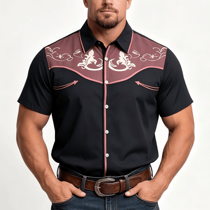 Men's Western Printed Short Sleeve Button Down Shirt - image 6