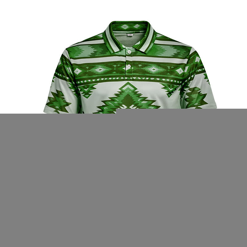 Men's Geometric Print Short Sleeve Casual Polo Shirt - image 39