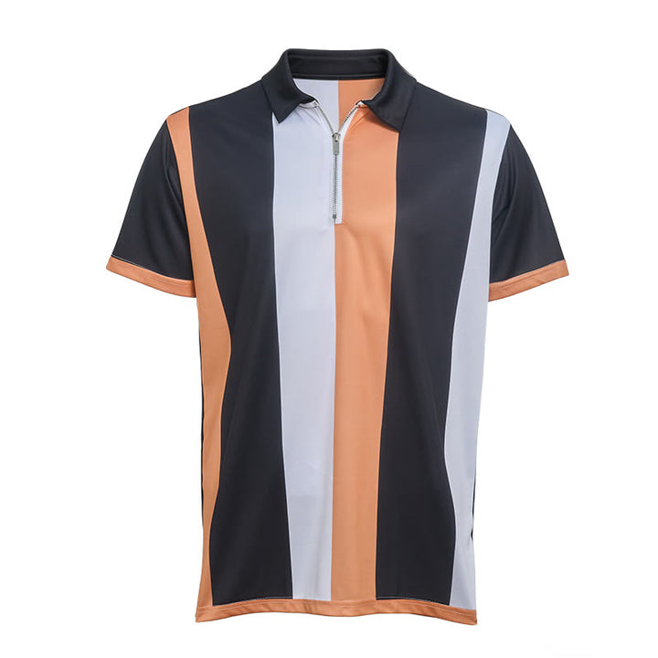Men's Vintage Vertical Stripe Knit Short Sleeve Polo Shirt - image 31