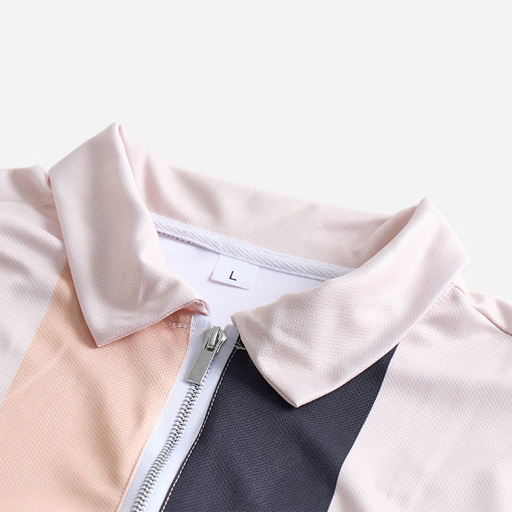 Men's Vintage Vertical Stripe Knit Short Sleeve Polo Shirt - image 24
