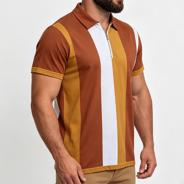 Men's Vintage Vertical Stripe Knit Short Sleeve Polo Shirt - image 20