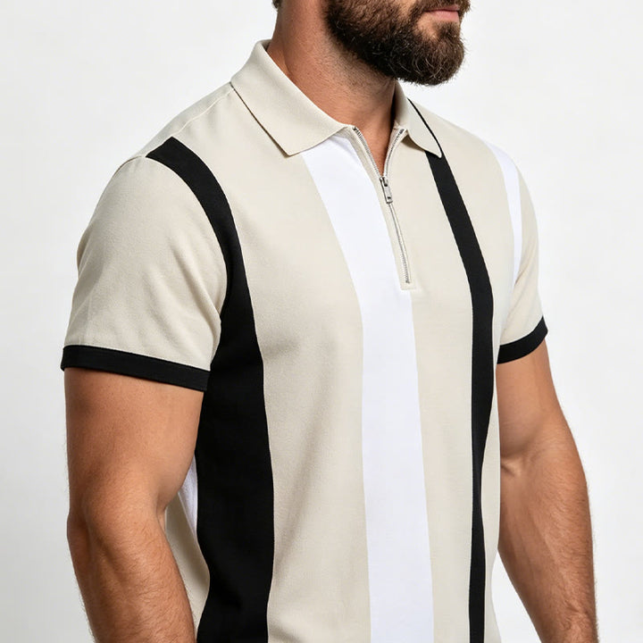 Men's Vintage Vertical Stripe Knit Short Sleeve Polo Shirt - image 12