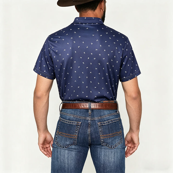 Men's All Over Print Short Sleeve Casual Polo Shirt - image 3