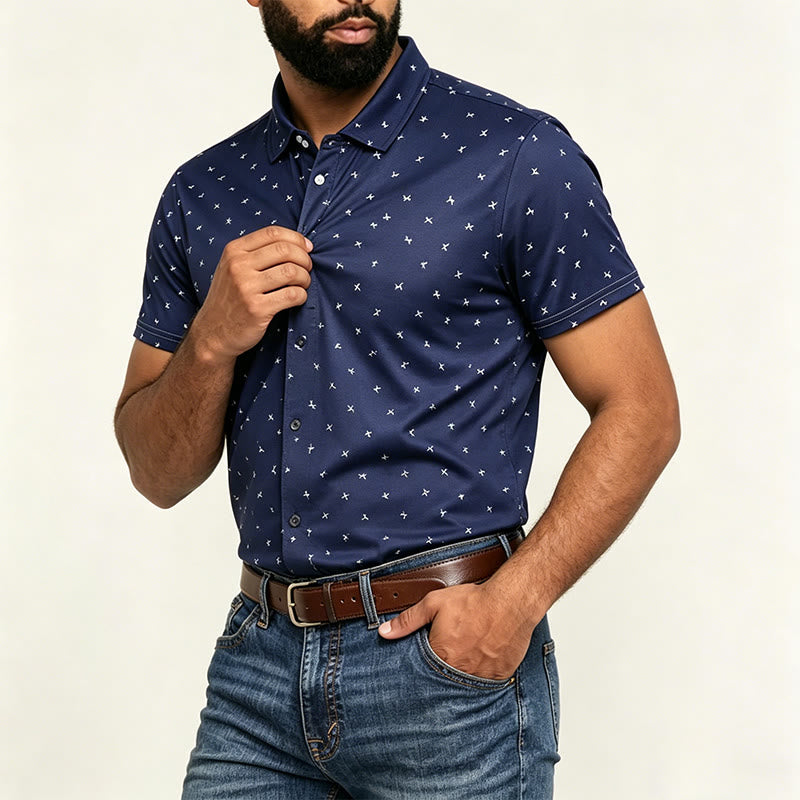 Men's All Over Print Short Sleeve Casual Polo Shirt - image 1