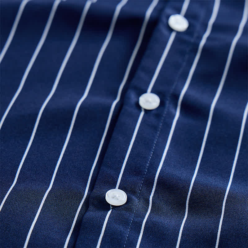 Men's Timeless Vertical Stripe Pattern Formal Dress Shirt - image 5