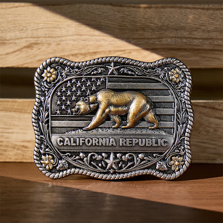 California Republic Bear Western DIY Buckle Leather Belt - Silver - Without Belt - Not Included Belt - image 0