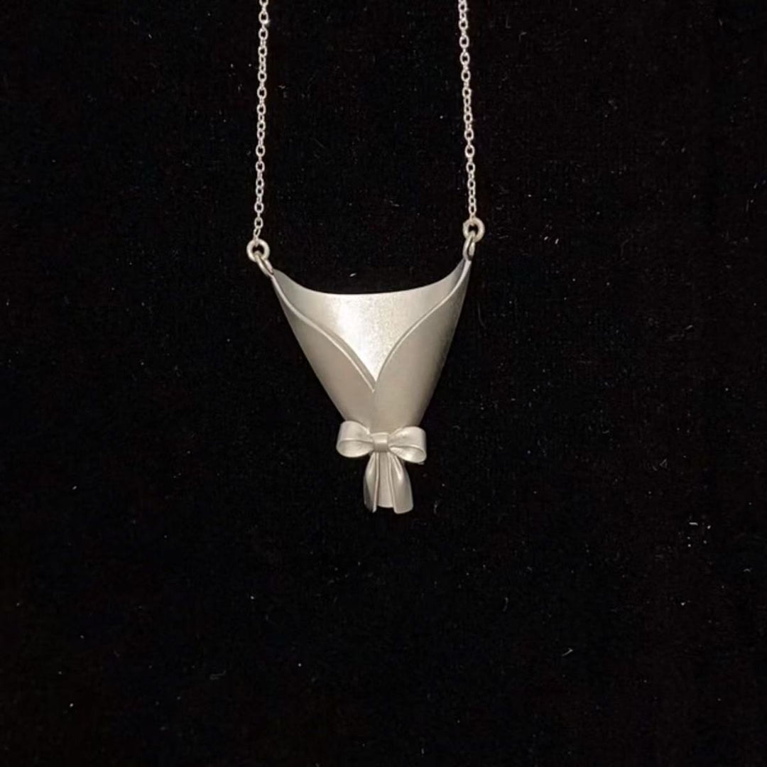 Creative Flower Bouquet Design Pendant Wearable Necklace - image 2