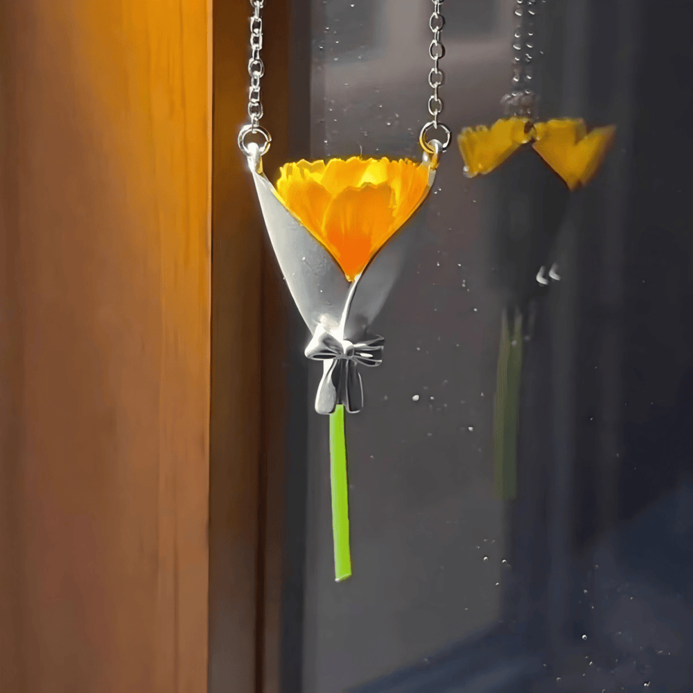 Creative Flower Bouquet Design Pendant Wearable Necklace - image 1