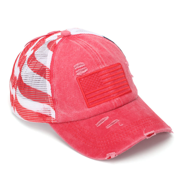 Adjustable Ponytail Breathable Washed Denim Tactical Baseball Cap - image 2