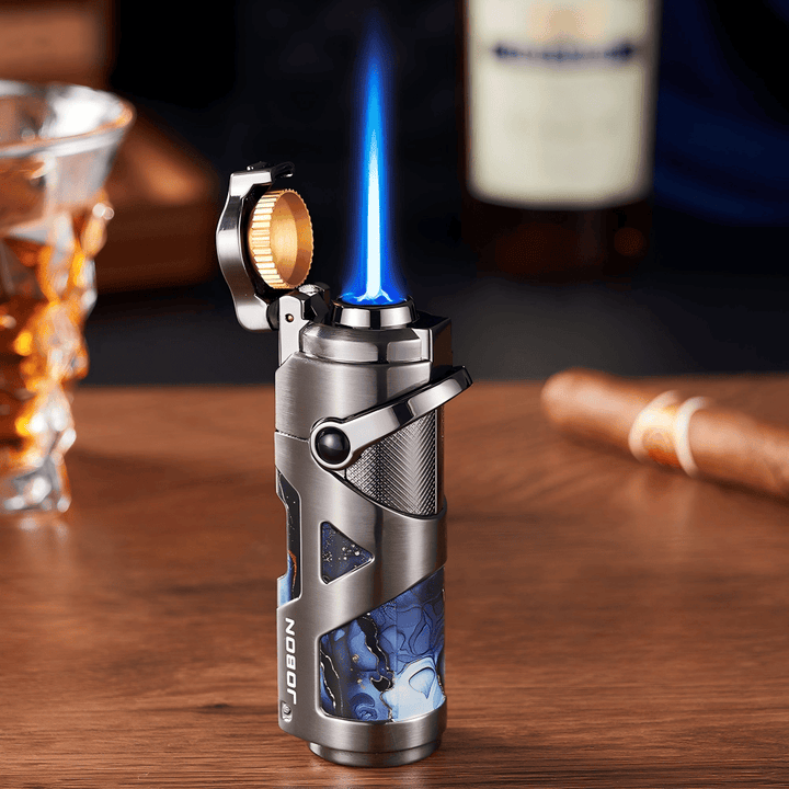 Premium Windproof Blue Flame Butane Cigar Lighter - Black Nickel - image 3