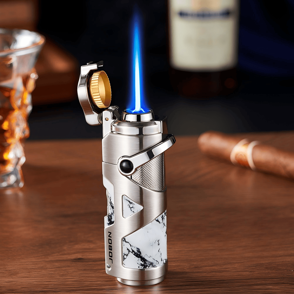 Premium Windproof Blue Flame Butane Cigar Lighter - White - image 1