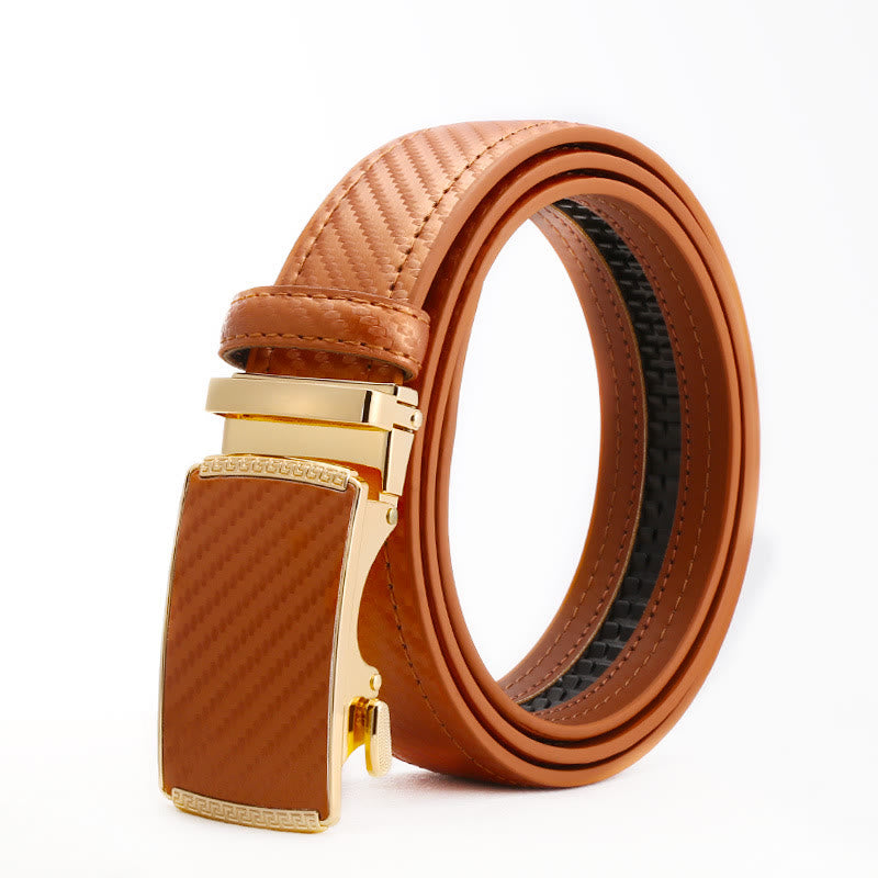Men's Sleek Alloy Automatic Buckle Business Belt - Khaki - 42 - image 4