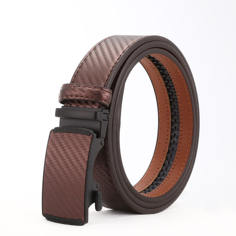 Men's Sleek Alloy Automatic Buckle Business Belt - Coffee - 42 - image 5