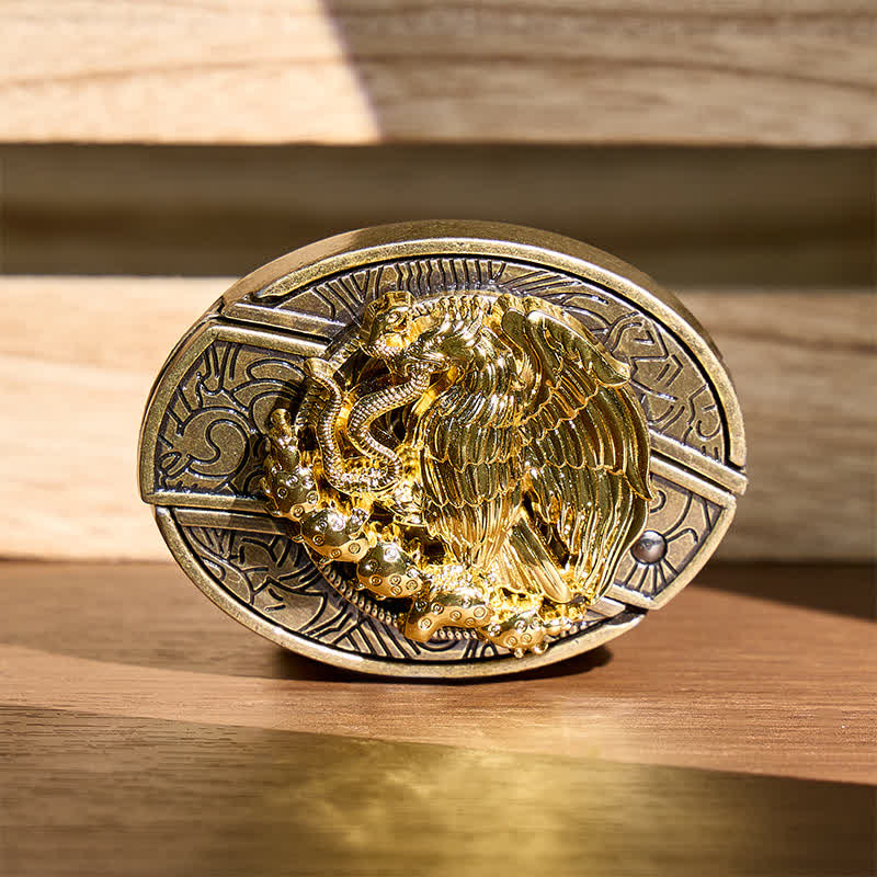 Gold Eagle Serpent DIY Hidden Folding Knife Bronze Buckle Leather Belt - Eagle & Serpent - Without Belt - Not Included Belt - image 0