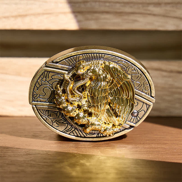 Gold Eagle Serpent DIY Hidden Folding Knife Bronze Buckle Leather Belt - Eagle & Serpent - Without Belt - Not Included Belt - image 0