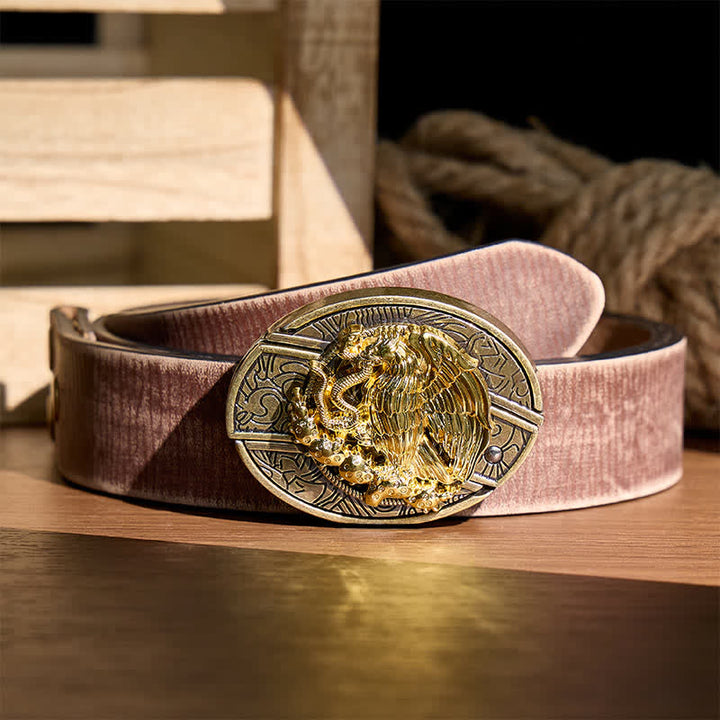 Gold Eagle Serpent DIY Hidden Folding Knife Bronze Buckle Leather Belt - Eagle & Serpent - Brown Distressed Belt - 42 - image 5