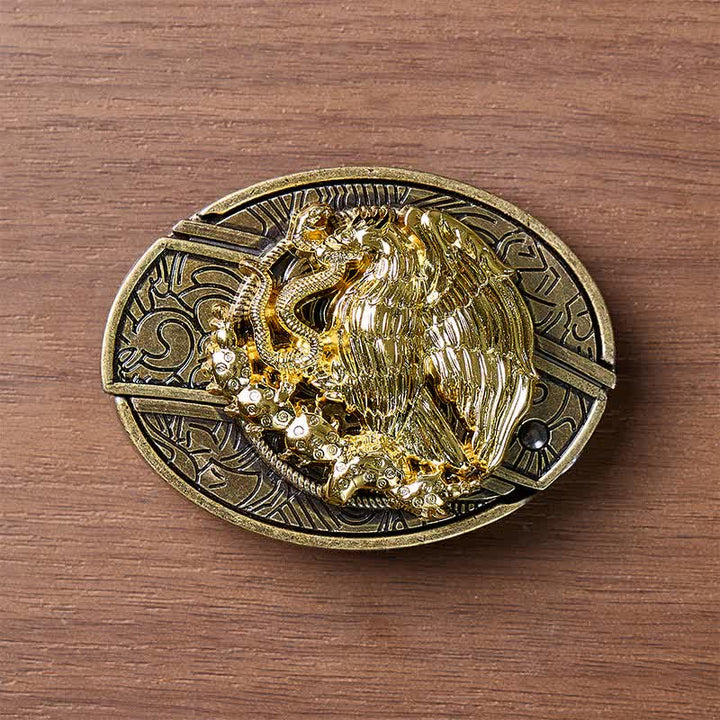 Gold Eagle Serpent DIY Hidden Folding Knife Bronze Buckle Leather Belt - image 9