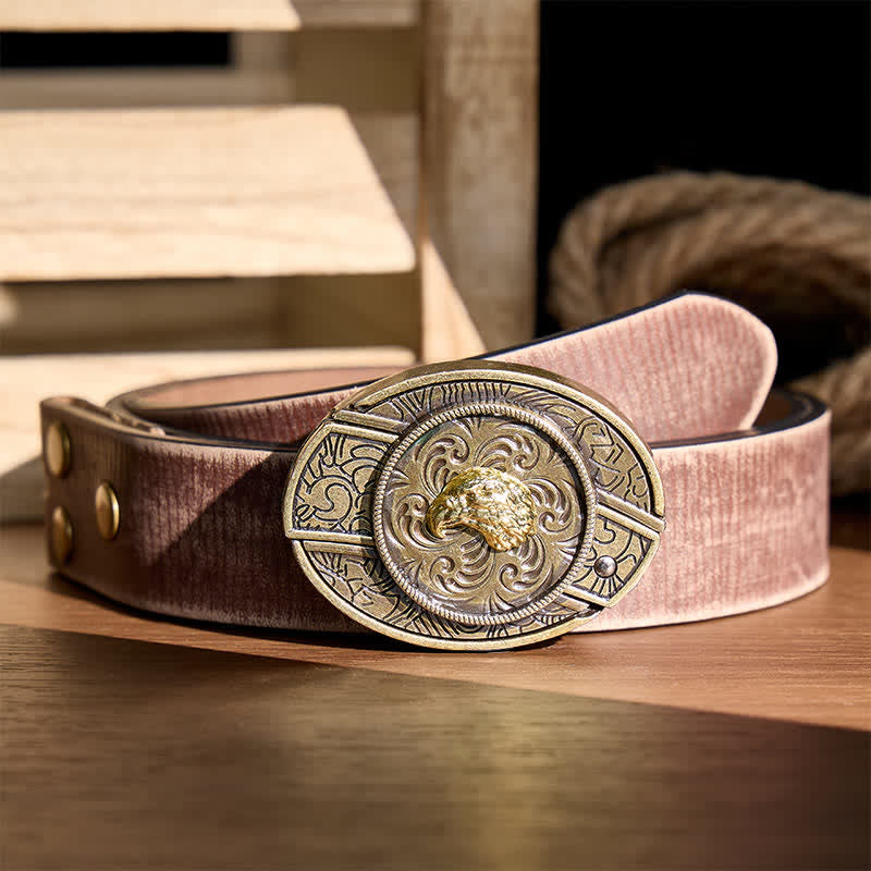 Gold Eagle Head DIY Hidden Folding Knife Antique Bronze Buckle Leather Belt - Eagle Head - Brown Distressed Belt - 42 - image 5