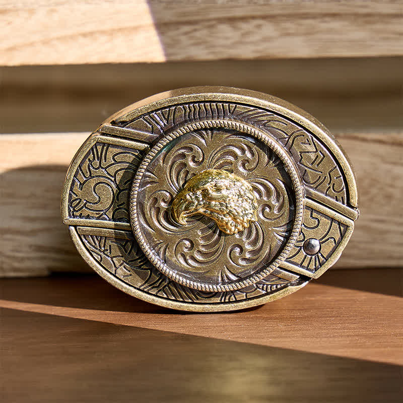 Gold Eagle Head DIY Hidden Folding Knife Antique Bronze Buckle Leather Belt - Eagle Head - Without Belt - Not Included Belt - image 0