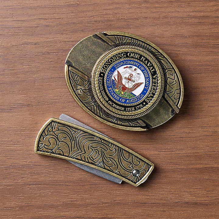 Honoring Our Naval Veterans DIY Hidden Folding Knife Buckle Leather Belt - image 10
