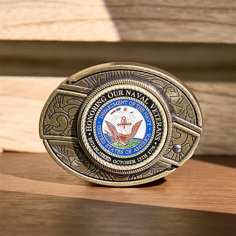 Honoring Our Naval Veterans DIY Hidden Folding Knife Buckle Leather Belt - Honoring Veterans - Without Belt - Not Included Belt - image 0