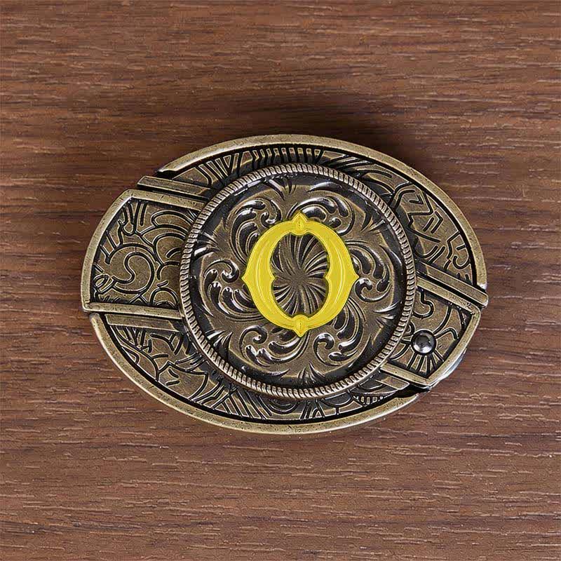 Antique Bronze Initial Letter DIY Hidden Knife Buckle Leather Belt - O - Without Belt - image 23