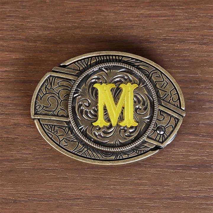 Antique Bronze Initial Letter DIY Hidden Knife Buckle Leather Belt - M - Without Belt - image 21