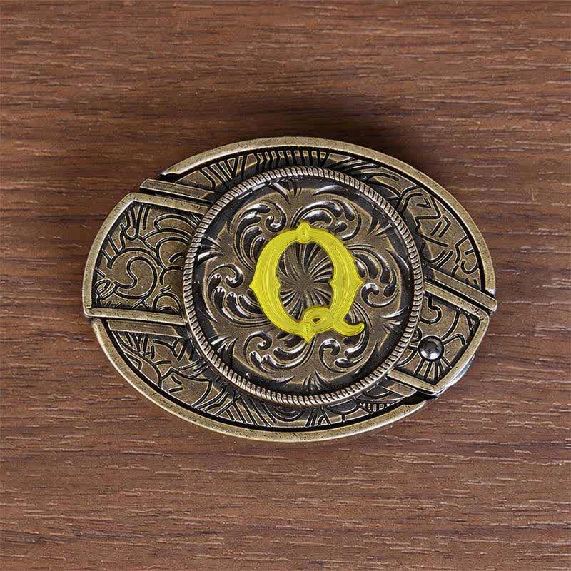 Antique Bronze Initial Letter DIY Hidden Knife Buckle Leather Belt - Q - Without Belt - image 25