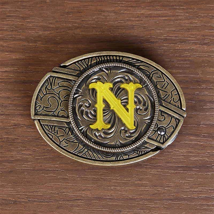 Antique Bronze Initial Letter DIY Hidden Knife Buckle Leather Belt - N - Without Belt - image 22
