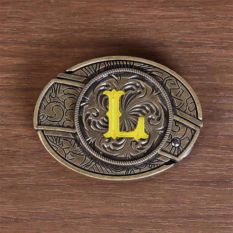 Antique Bronze Initial Letter DIY Hidden Knife Buckle Leather Belt - L - Without Belt - image 20