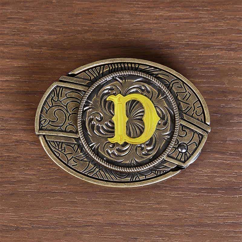 Antique Bronze Initial Letter DIY Hidden Knife Buckle Leather Belt - D - Without Belt - image 13