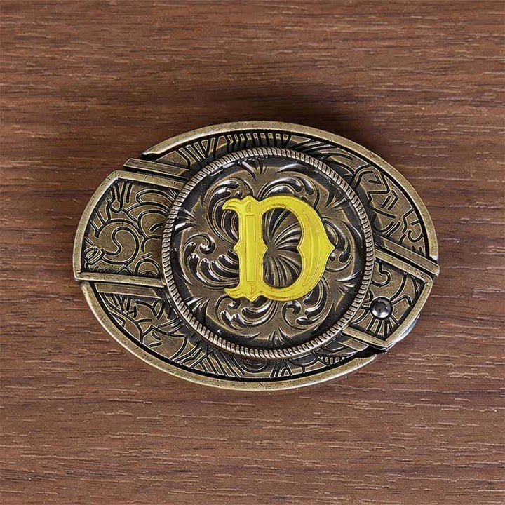 Antique Bronze Initial Letter DIY Hidden Knife Buckle Leather Belt - D - Without Belt - image 13