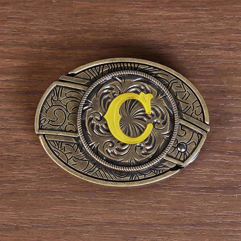 Antique Bronze Initial Letter DIY Hidden Knife Buckle Leather Belt - C - Without Belt - image 12