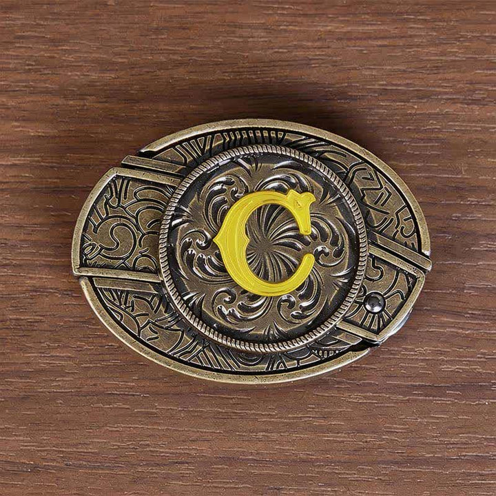 Antique Bronze Initial Letter DIY Hidden Knife Buckle Leather Belt - C - Without Belt - image 12