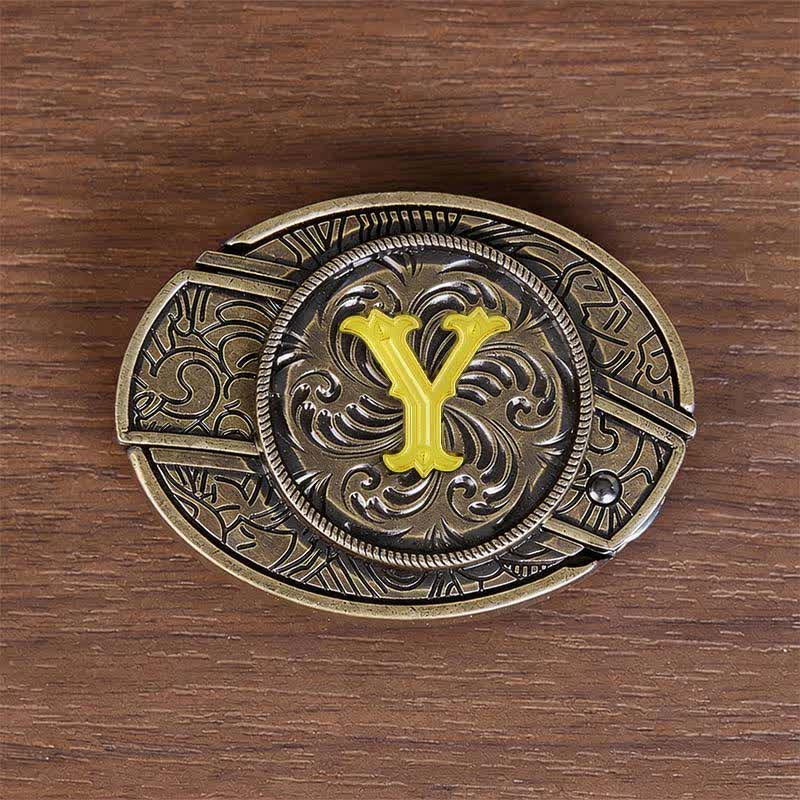Antique Bronze Initial Letter DIY Hidden Knife Buckle Leather Belt - Y - Without Belt - image 33