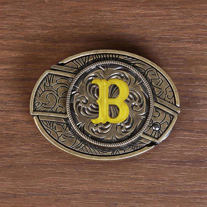Antique Bronze Initial Letter DIY Hidden Knife Buckle Leather Belt - B - Without Belt - image 11