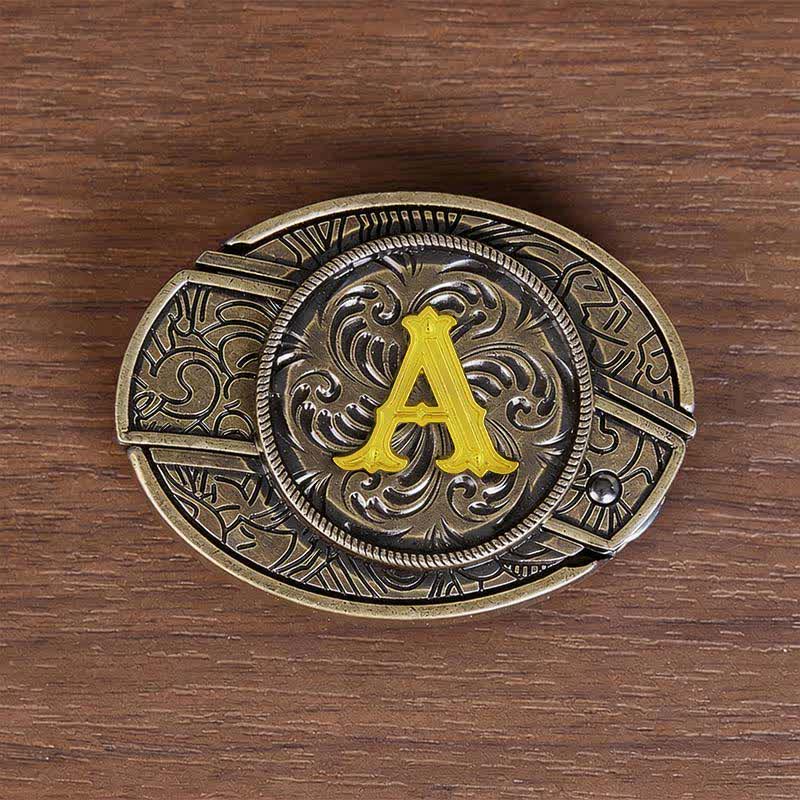 Antique Bronze Initial Letter DIY Hidden Knife Buckle Leather Belt - A - Without Belt - image 10