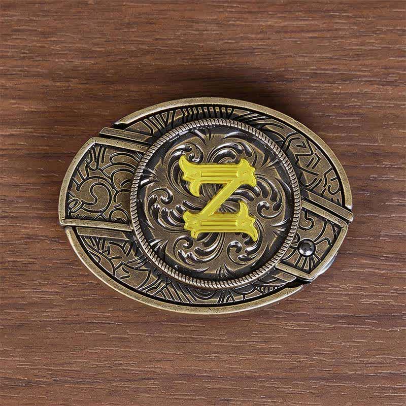 Antique Bronze Initial Letter DIY Hidden Knife Buckle Leather Belt - Z - Without Belt - image 34