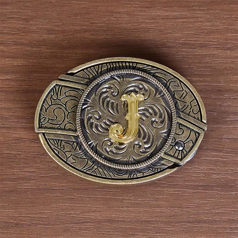 Antique Bronze Initial Letter DIY Hidden Knife Buckle Leather Belt - image 5