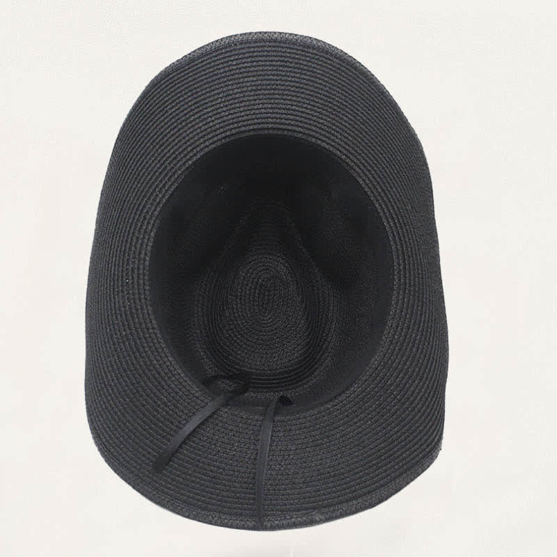 Faded Style Rustic Band Detail Distressed Straw Cowboy Hat - image 3