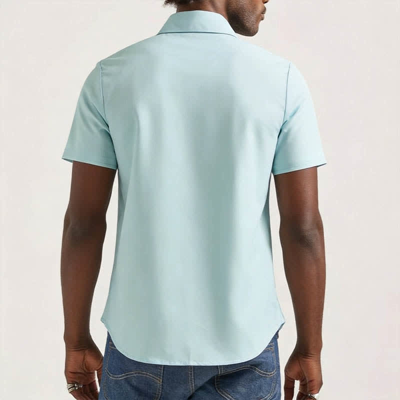 Men's Sage Green Ethnic Pattern Short Sleeve Western Shirt - image 2