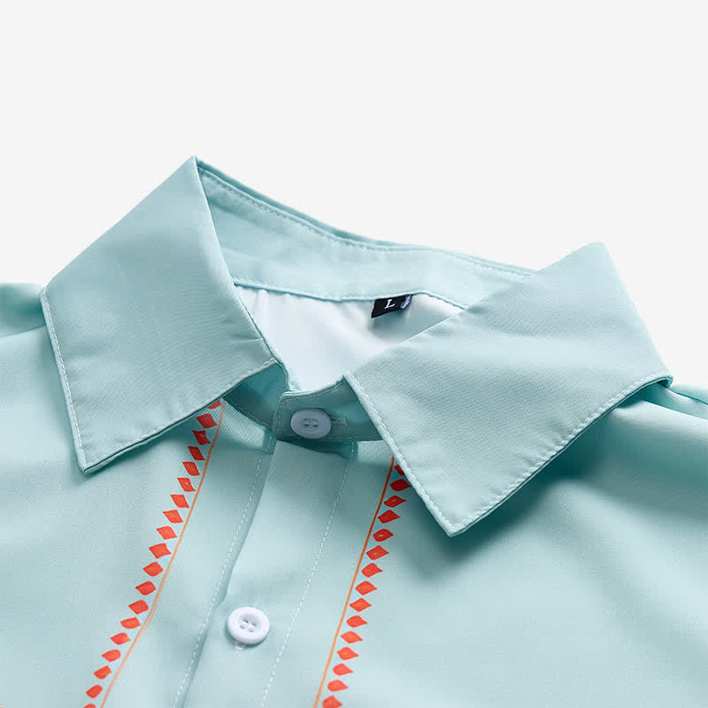 Men's Sage Green Ethnic Pattern Short Sleeve Western Shirt - image 6