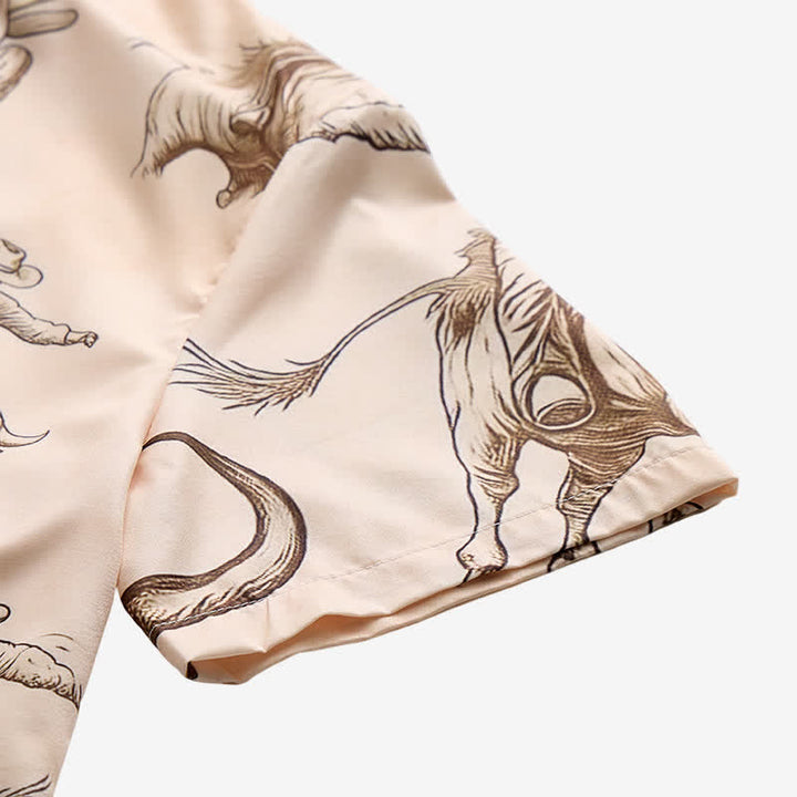 Men's Modern Retro Howdy Rodeo Bull Rider Print Shirt - image 9