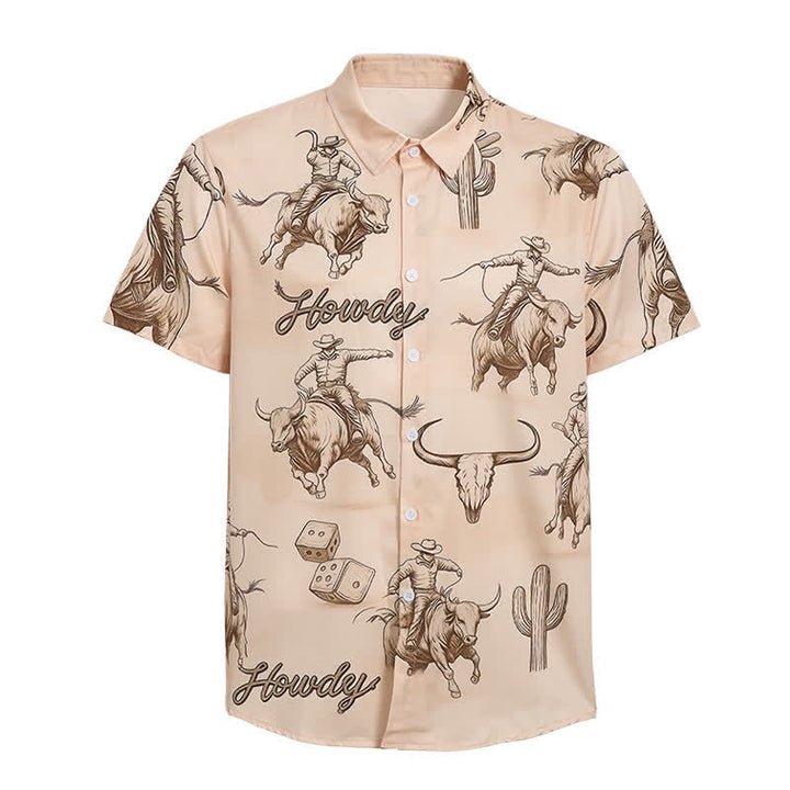Men's Modern Retro Howdy Rodeo Bull Rider Print Shirt - image 10