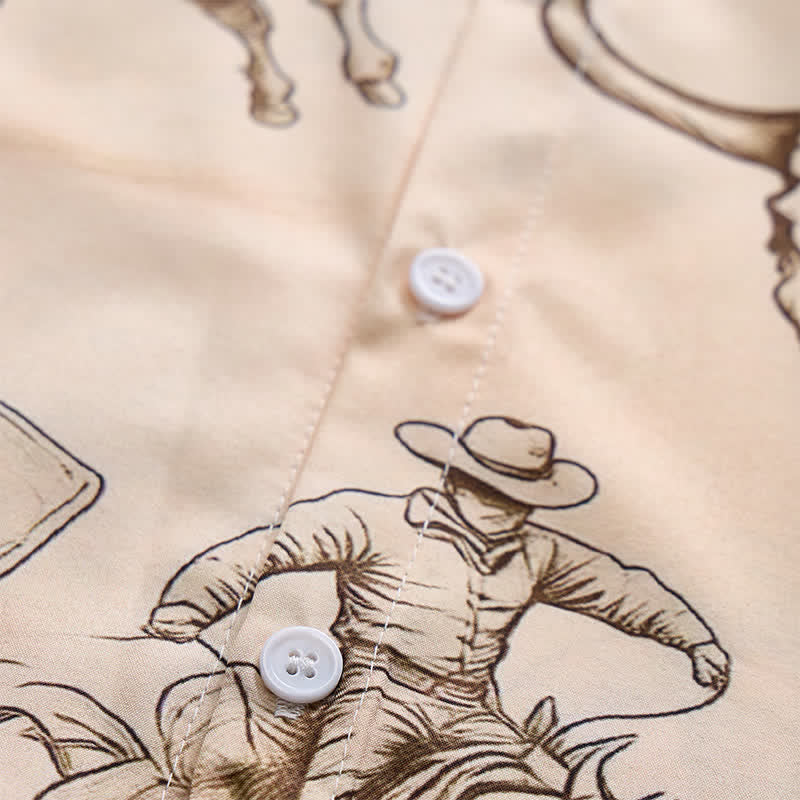 Men's Modern Retro Howdy Rodeo Bull Rider Print Shirt - image 5