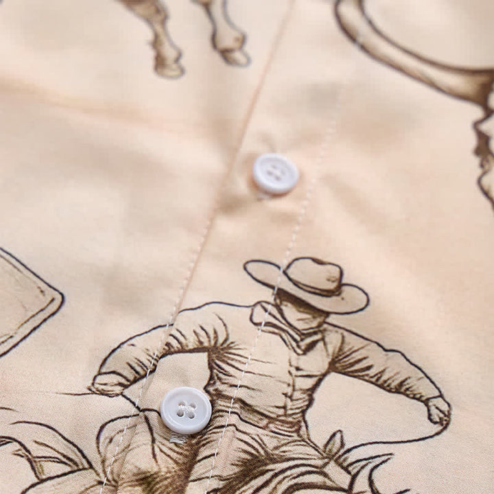 Men's Modern Retro Howdy Rodeo Bull Rider Print Shirt - image 5